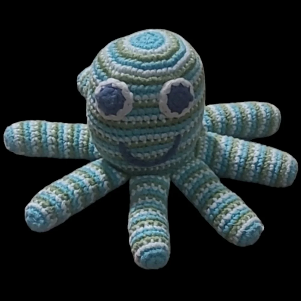 BABY HANDMADE PEBBLE OCTOPUS RATTLE - Picture 2 of 10